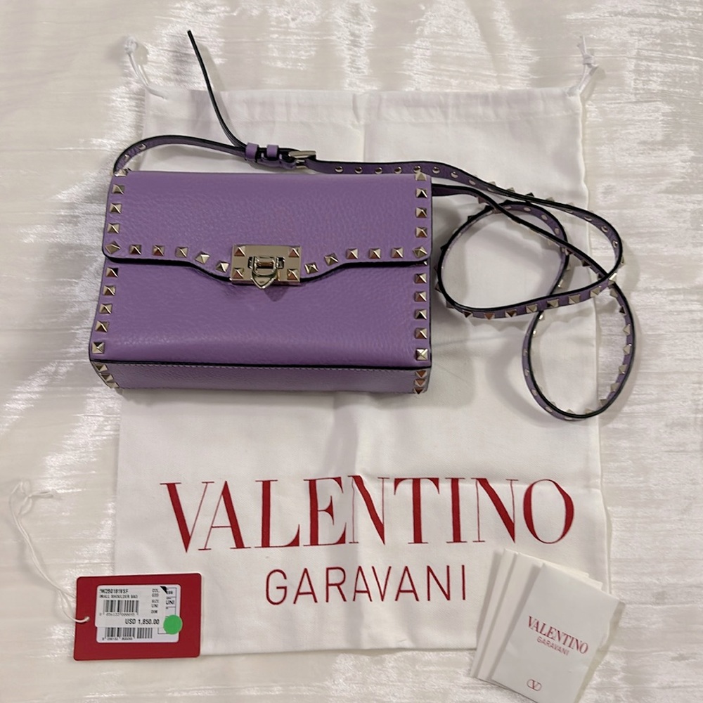Valentino Purple Leather Rockstud Crossbody Bag